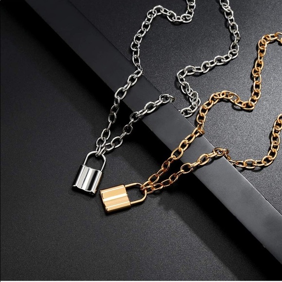 Silver Padlock Pendant Necklace - Picture 6 of 7